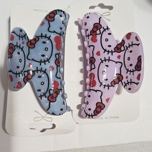 Sanrio‎ Hello Kitty Hair Clips - Blue and Pink Set Of 2 New